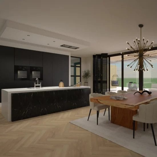 3D ontwerp limburg, Virtual Reality, art impression, woonkeuken, kookeiland