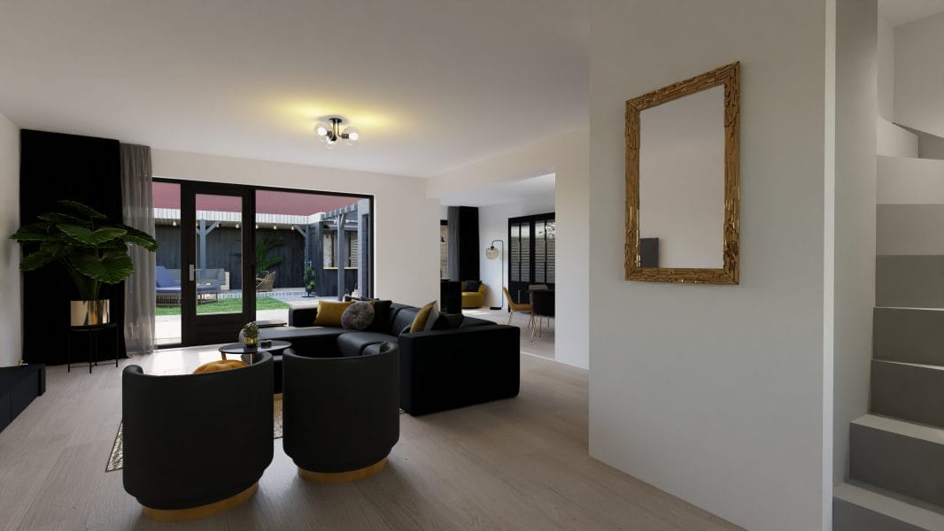 de perfecte verbouwing Lelystad, woonkamer, zwart goud inrichting