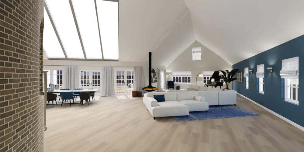 de perfecte verbouwing molen Krimpen, van restaurant naar woonhuis, Virtual Reality ontwerp, modulaire bank