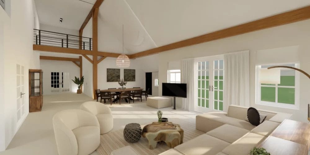 de perfecte verbouwing van woonboerderij Nijeveen, art impression woning, Virtual reality ontwerp, 3D ontwerp, living