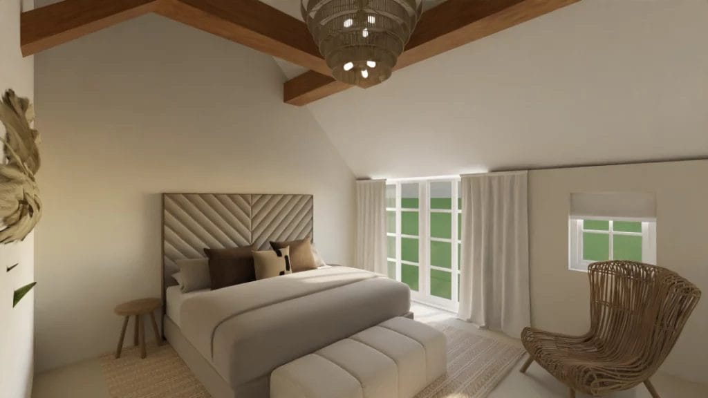 de perfecte verbouwing van woonboerderij Nijeveen, art impression woning, Virtual reality ontwerp, 3D ontwerp, badkamer slaapkamer, houten balken
