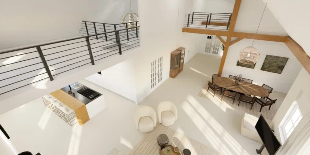 de perfecte verbouwing van woonboerderij Nijeveen, art impression woning, Virtual reality ontwerp, 3D ontwerp, woonkamer