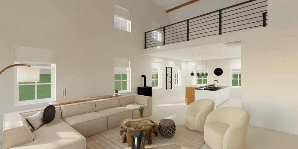 de perfecte verbouwing van woonboerderij Nijeveen, art impression woning, Virtual reality ontwerp, 3D ontwerp, woonkamer, keuken