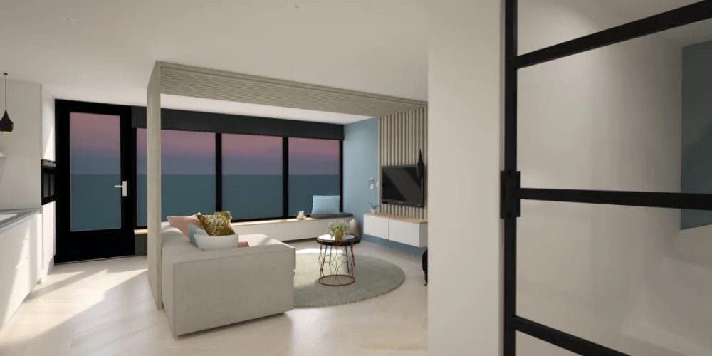 de perfecte verbouwing Alphen, woonkamer, roomdivider, 3d, virtual reality