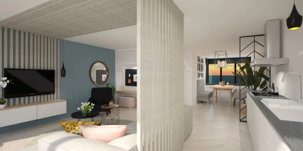 de perfecte verbouwing Alphen, woonkamer, roomdivider, 3d, virtual reality