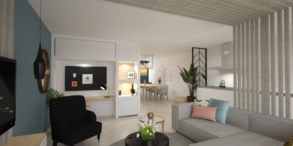 de perfecte verbouwing Alphen, woonkamer, roomdivider, 3d, virtual reality