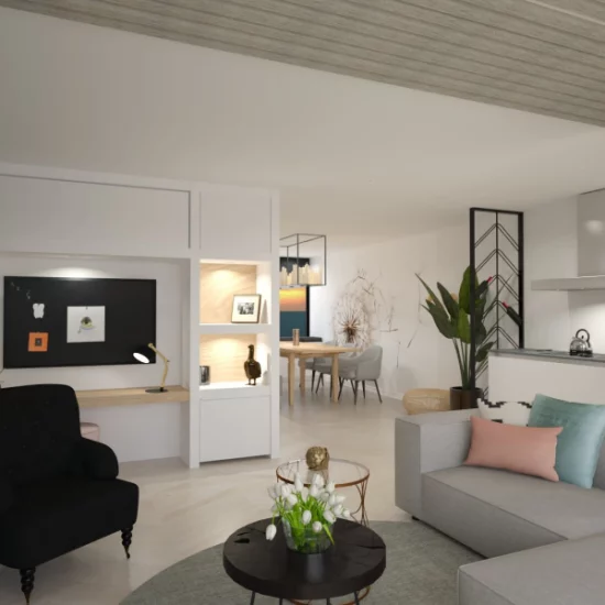 de perfecte verbouwing Alphen, woonkamer, roomdivider, 3d, virtual reality