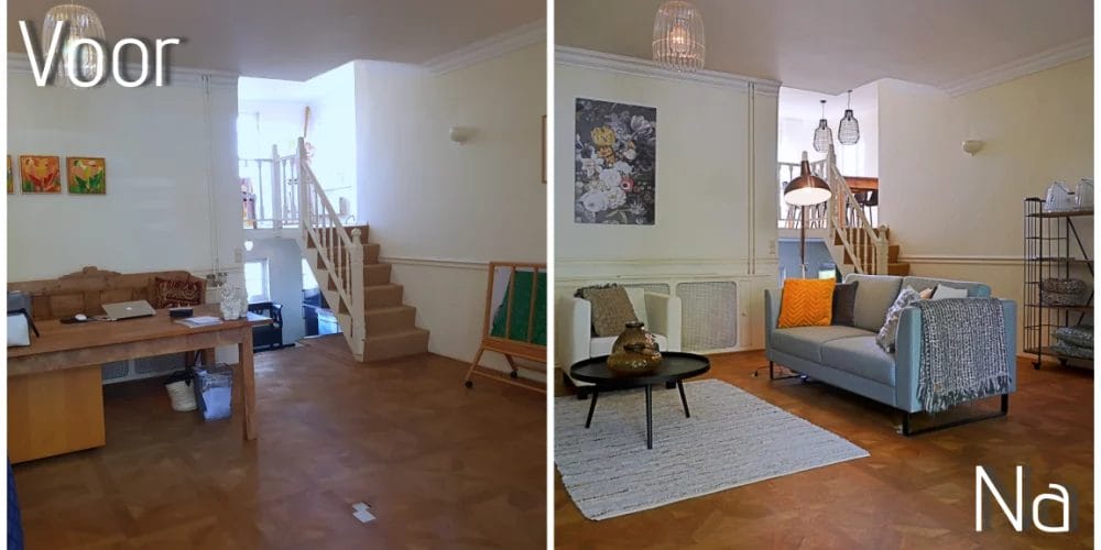 meubels huren, meubelverhuur voor verkoop woning, huis verkopen, gemeubileerd, voor en na, resultaat
