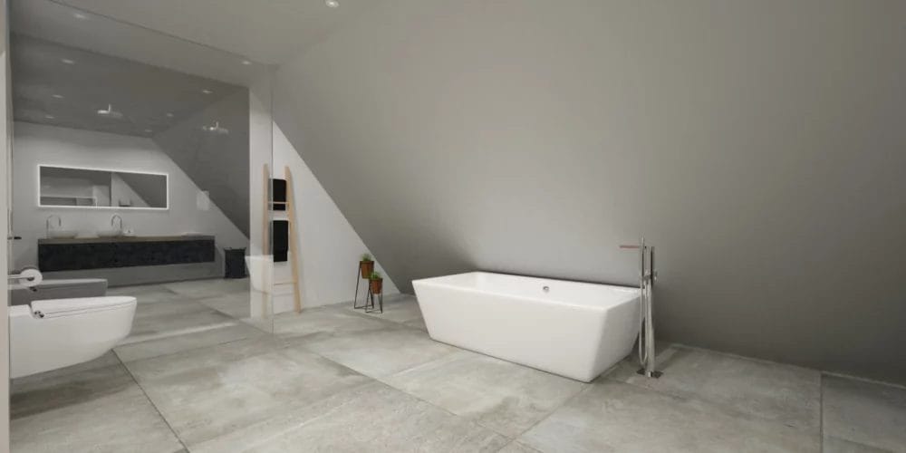 verbouwing woonboerderij Ridderkerk, plattegrond, VR, Virtual reality ontwerp, 3D, slaapkamer en badkamer