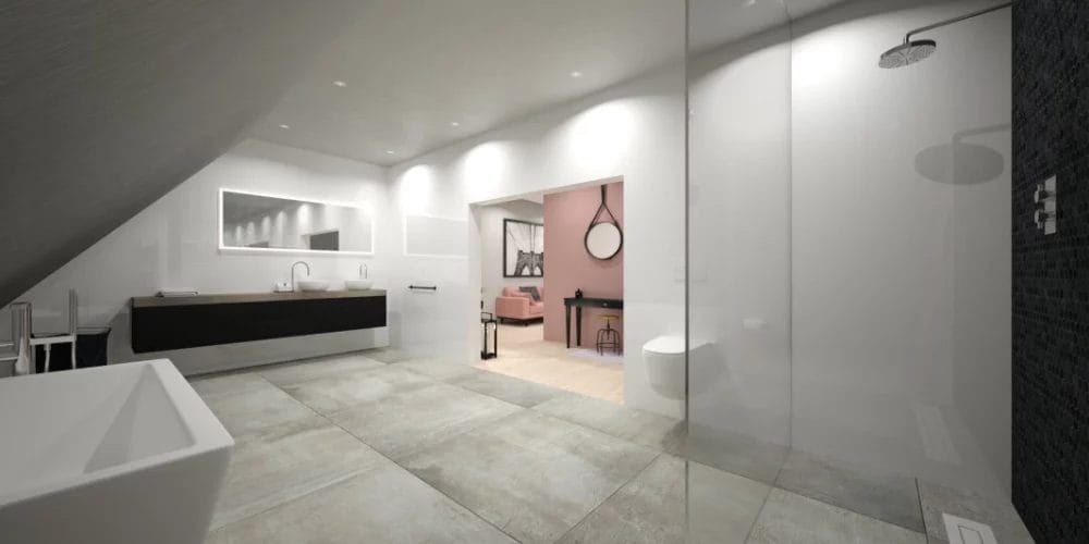 verbouwing woonboerderij Ridderkerk, plattegrond, VR, Virtual reality ontwerp, 3D, slaapkamer en badkamer