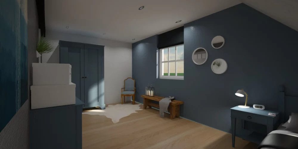 verbouwing woonboerderij Ridderkerk, plattegrond, VR, Virtual reality ontwerp, 3D, slaapkamer