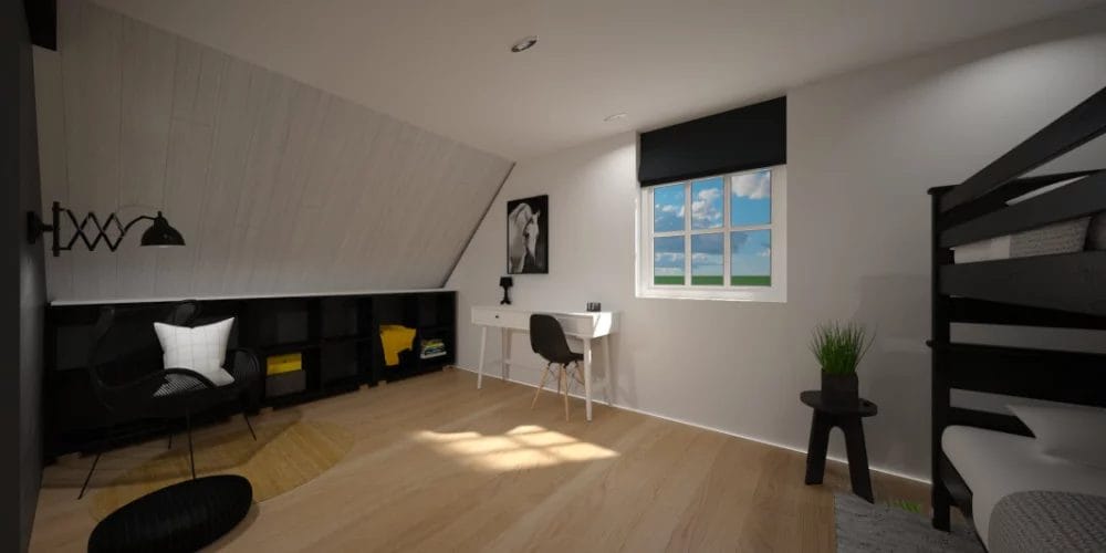 verbouwing woonboerderij Ridderkerk, plattegrond, VR, Virtual reality ontwerp, 3D, slaapkamer