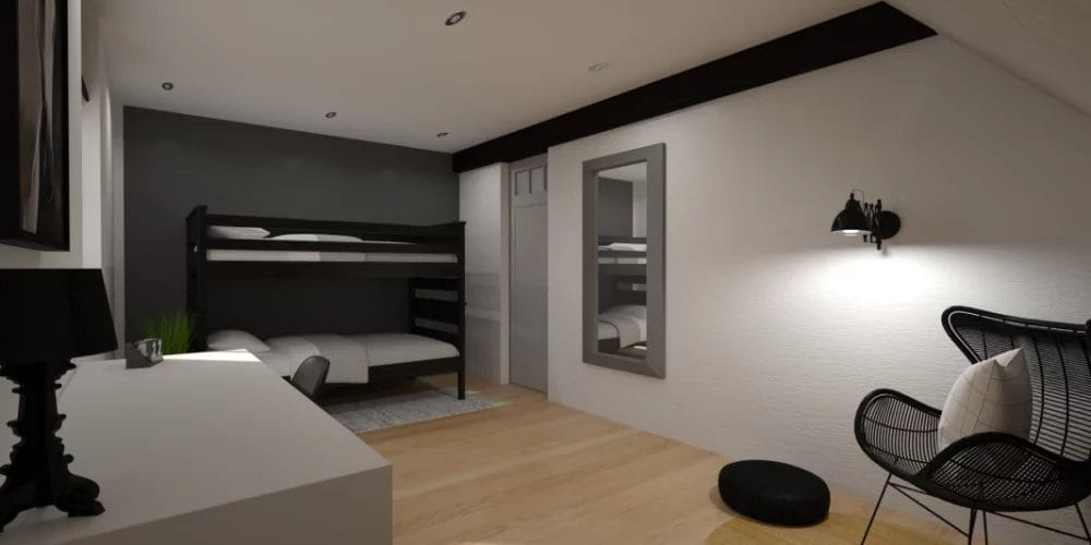 verbouwing woonboerderij Ridderkerk, plattegrond, VR, Virtual reality ontwerp, 3D, slaapkamer